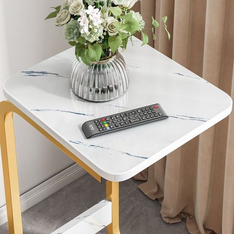 Ironcraft C Side Table Square Wood End Table with Shelf for Living Room