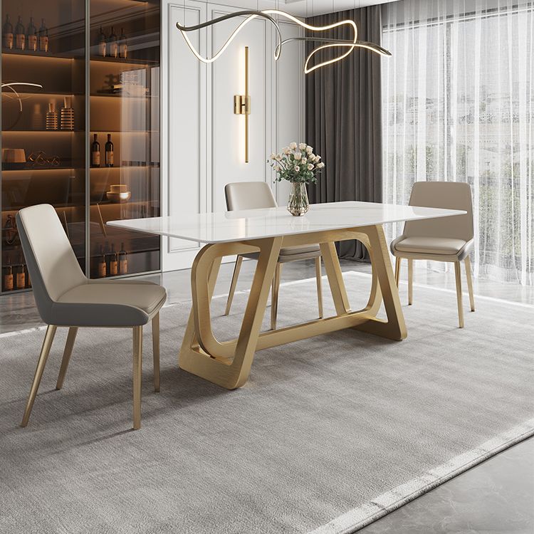 Mesa de comedor de acero inoxidable rectangular mesa de comedor de estilo de lujo para el hogar