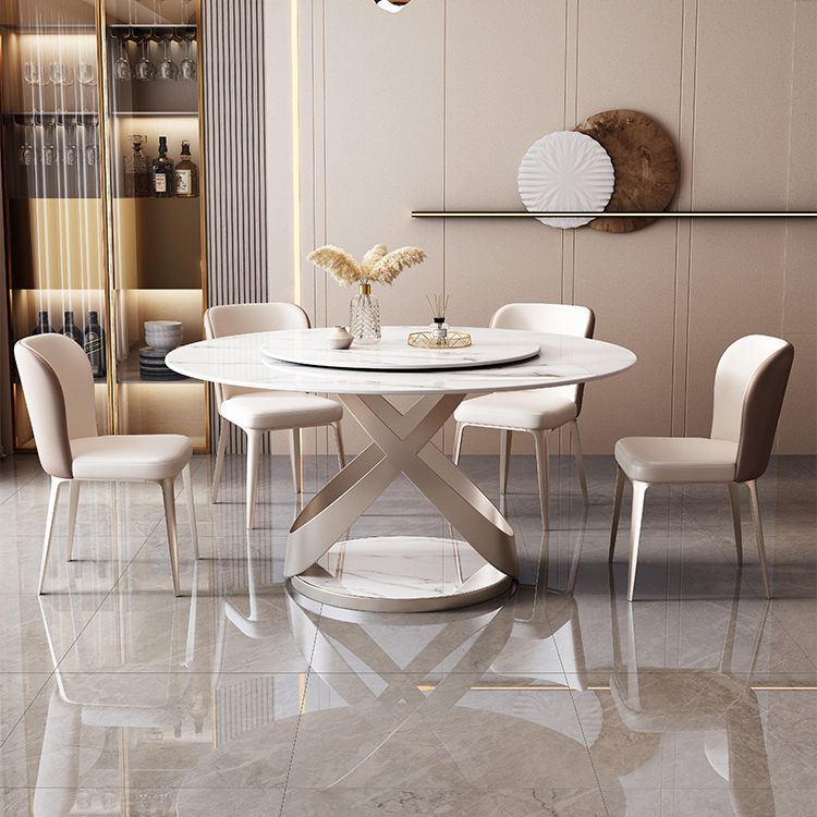 Modern Style 1/4/5/7 Pieces Furniture Round Stone Dining Set in White