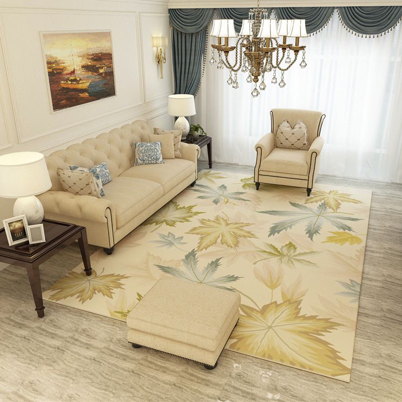 Modern Flowers Printed Carpet Polyester Indoor Carpet Stain Resistant Rug for Home Decoration