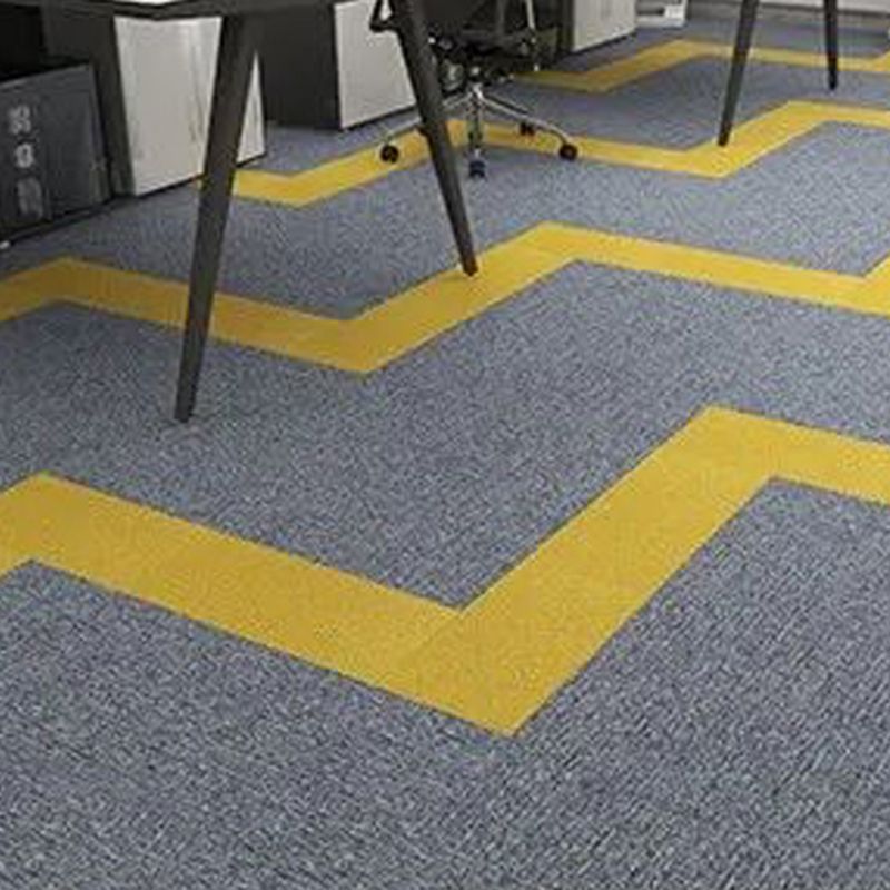 Modern Carpet Tile Level Loop Striped Print Interlocking Non-Skid Tiles and Carpet