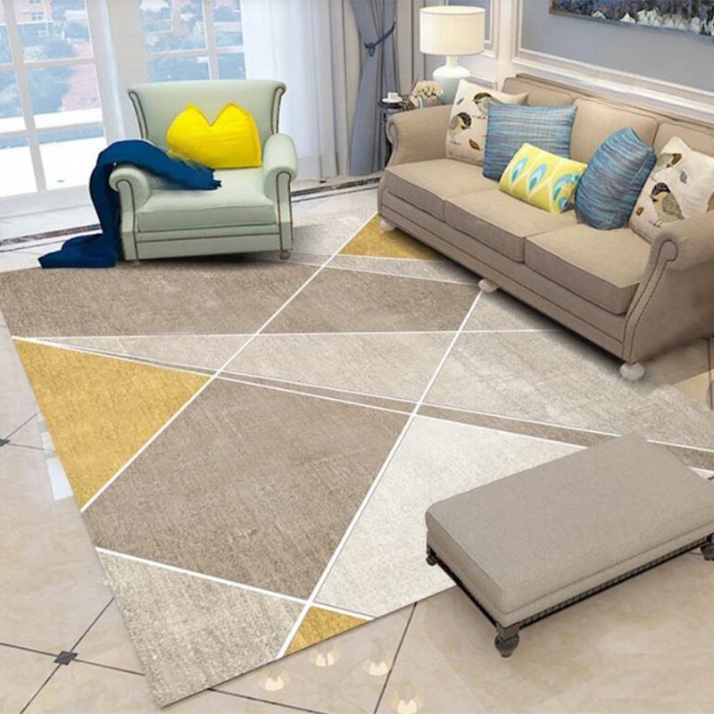 Light Brown Irregular Geometry Rug Polyester Simple Rug Washable Rug for Home Decor