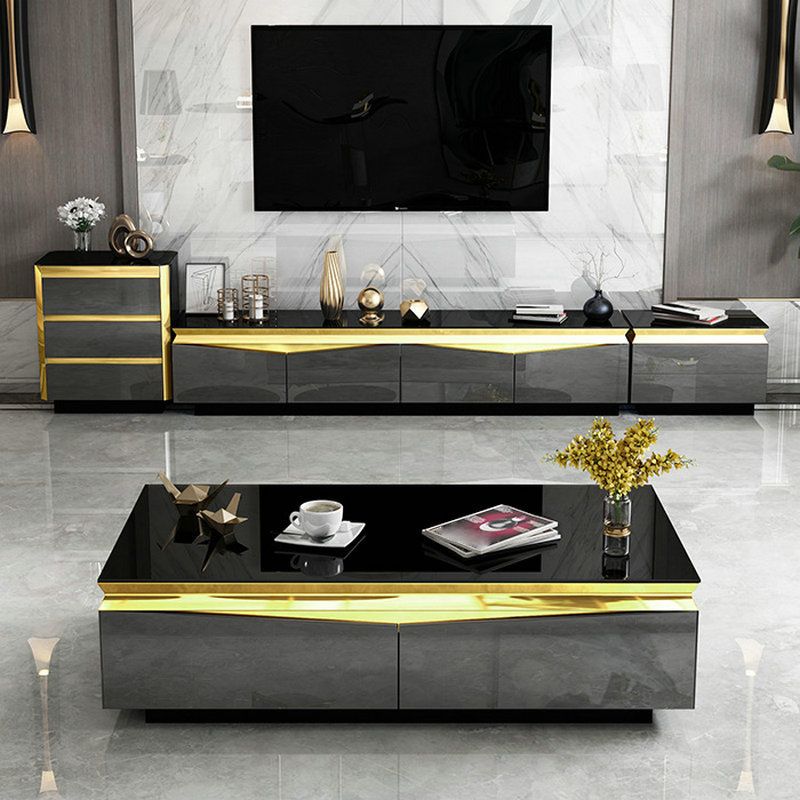 15.75"H TV Stand Glam Style Enclosed Storage TV Console with 4 Drawers