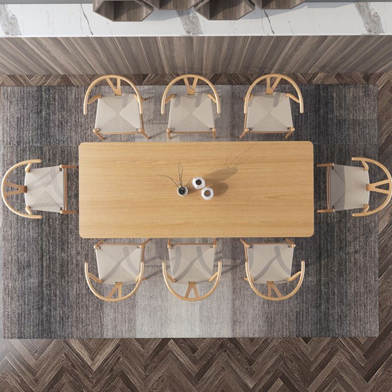 Solid Wood Top Dining Table Rectangle Table with Trestle Base