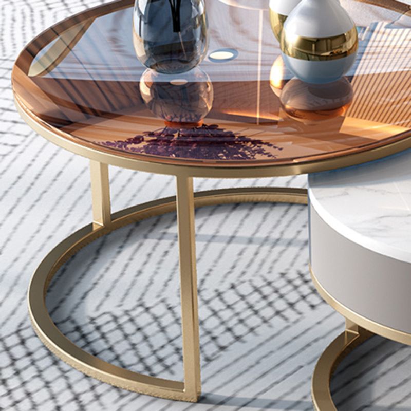 Round Nesting Coffee Table Set Round Frame Coffee Table with Drawer