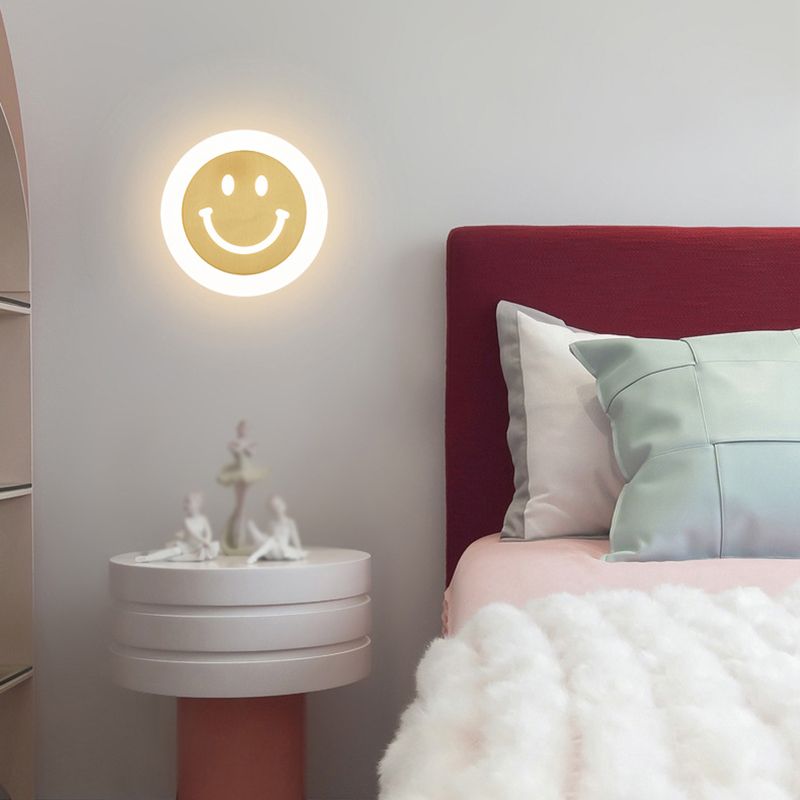 Metal Round Wall Lights Modern 1-Light Wall Light Fixture in Gold