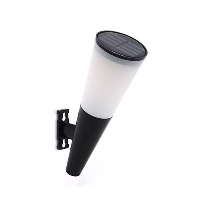 Conical Outdoor Solar Wall Sconce Plastic Nordic LED Wall Light Fixture in Black