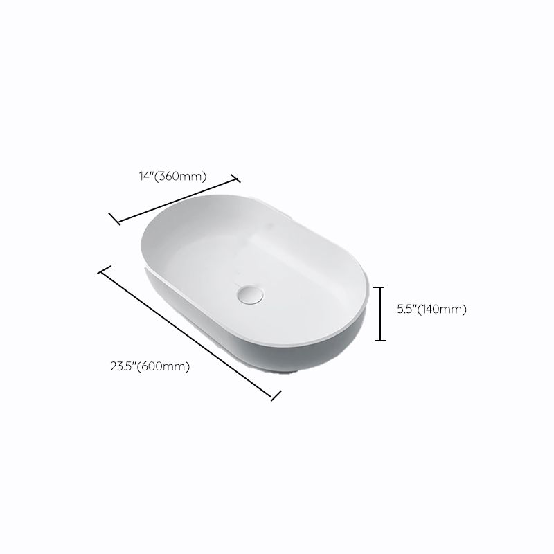 Oval Porcelain Vessel Sink Modern Bathroom Sink with Overflow(Not Including Faucet)