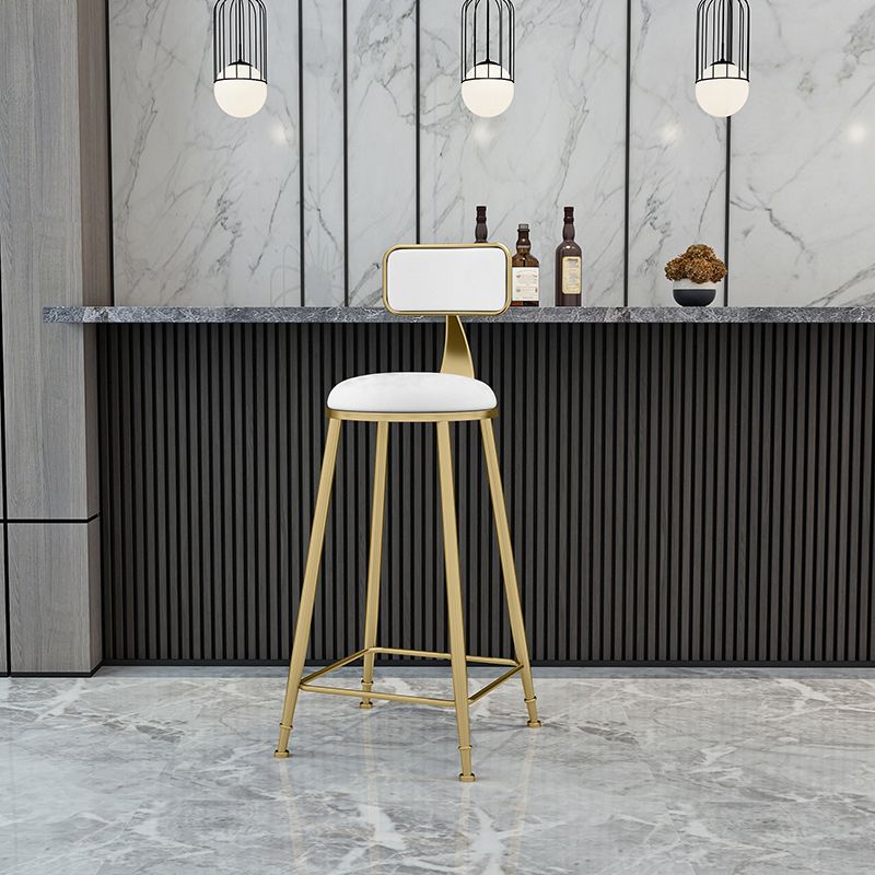 Glam Backrest Counter Stool Iron Bar Stool with Velvet Cushion and Pedal for Kitchen