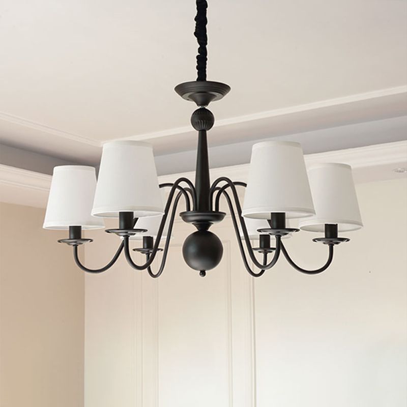 Ombre effilée salon lustre éclairage de style classique tissu pendant noir