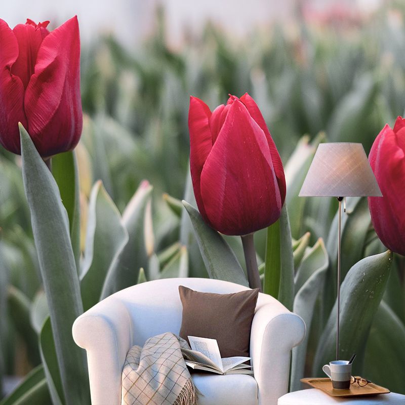 Tulip Wall Mural for Sleeping Room Gust Room, Water Resistant, Custom Size Available