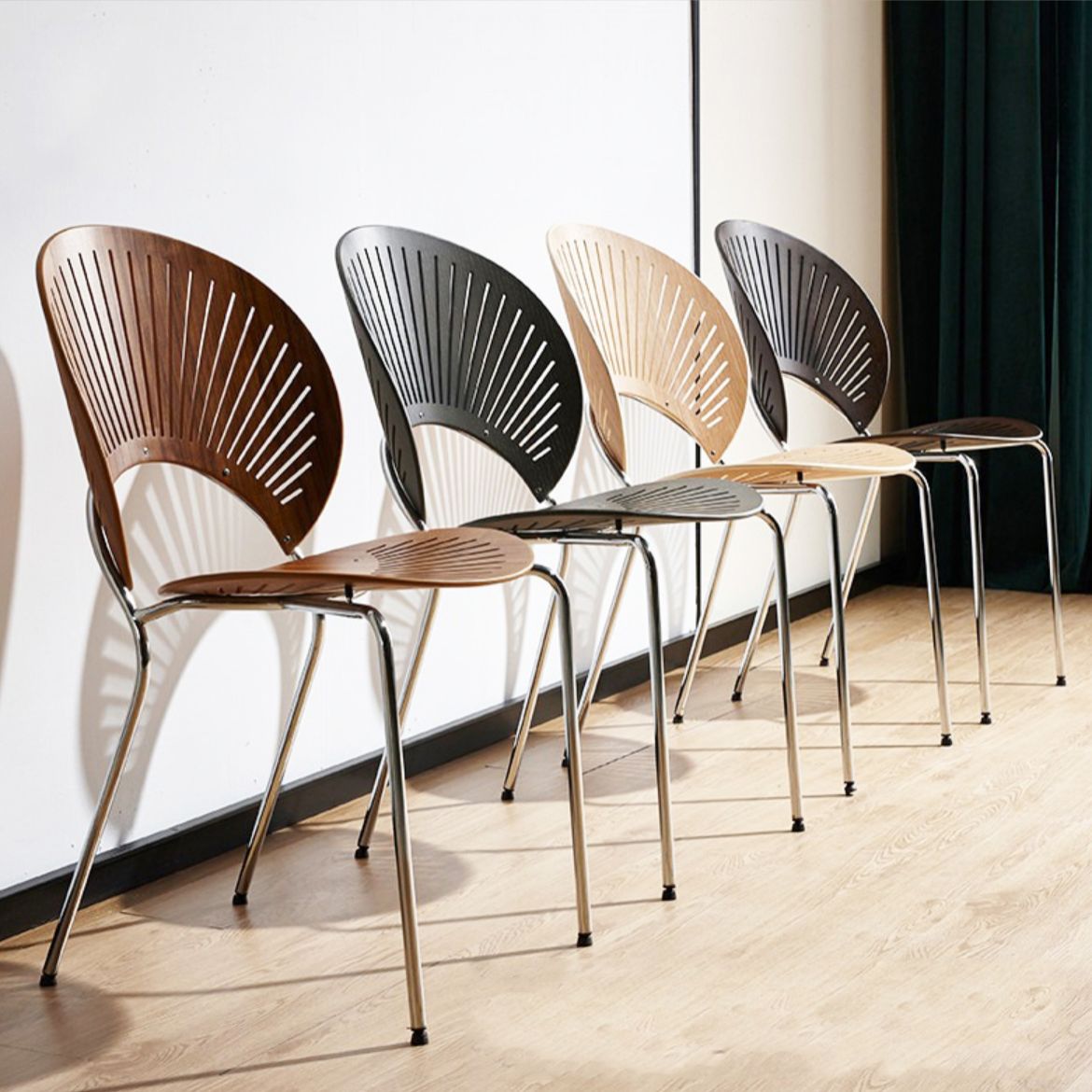 Modern Style Side Chair Open Back Armless Dining Chair for Indoor