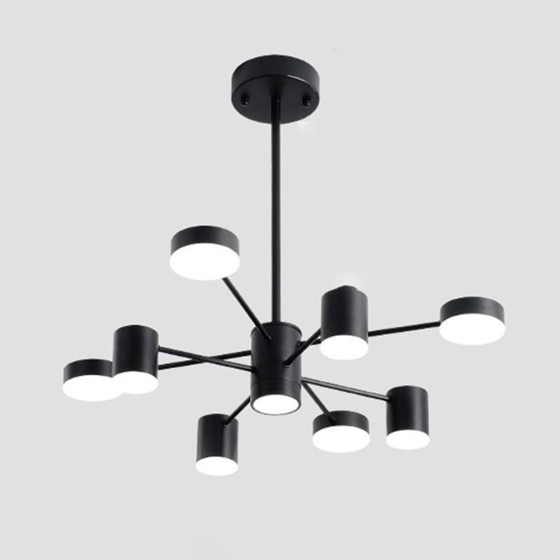 Multi Light Cylindrical Branch Hanging Lights Modern Style Metal Hanging Lighting in Black