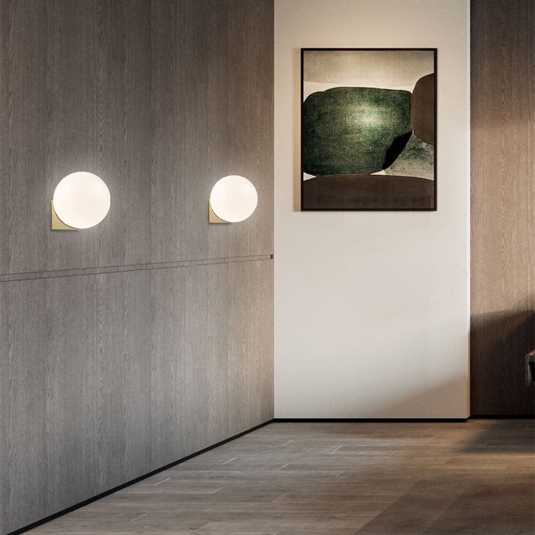 Glass Spherical Wall Lighting Fixture Simplicity Style Sconce Light Fixture in White