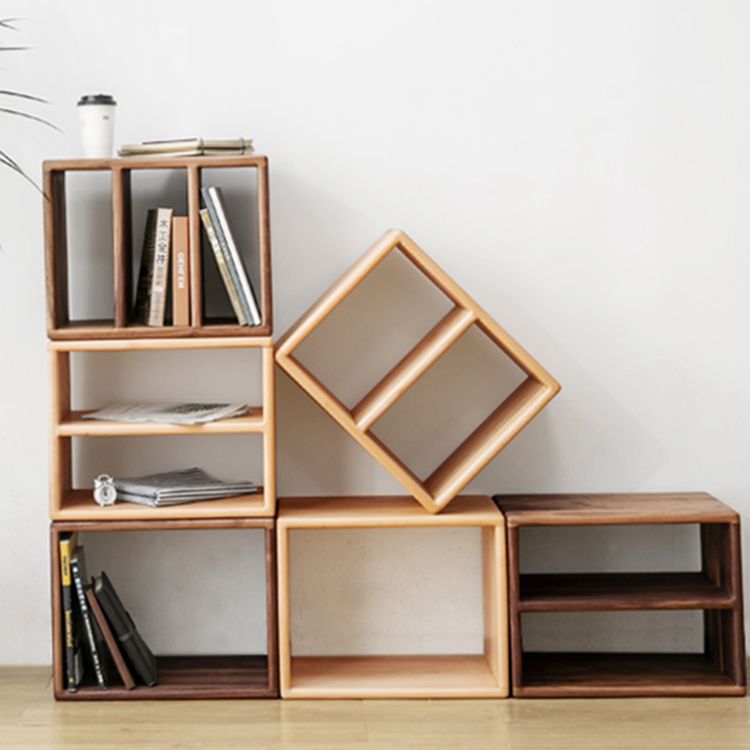 Contemporary Solid Wood Bookshelf Open Back Bookcase for Home Office