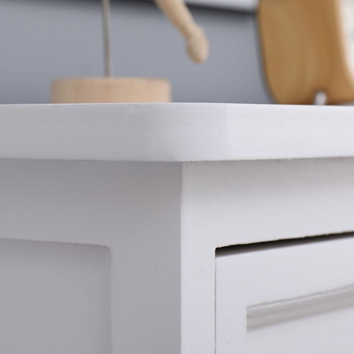 Contemporary White Accent Chest with Drawers and Solid Wood Bun Feet