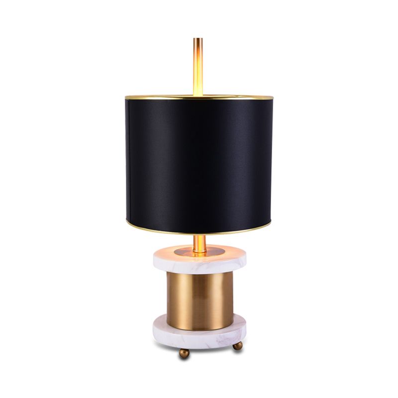 Stoff Drum Shade Nachttisch Licht Modernismus 1 Kopf Marmor Reading Buchlampe in Schwarz