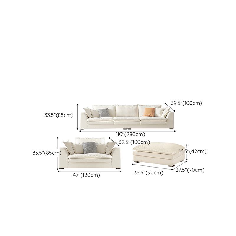 Contemporary Velet Sofa with Pillow Back and Square Arm  in Wood