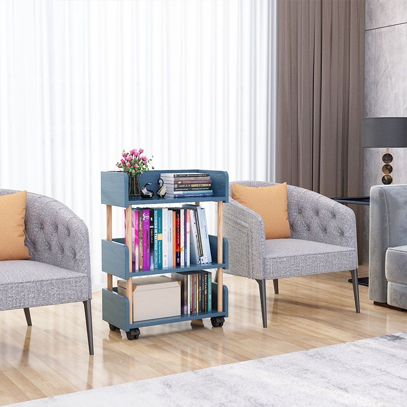 3-Shelf Manufactured Wood Etagere Bookshelf with Caster Wheels