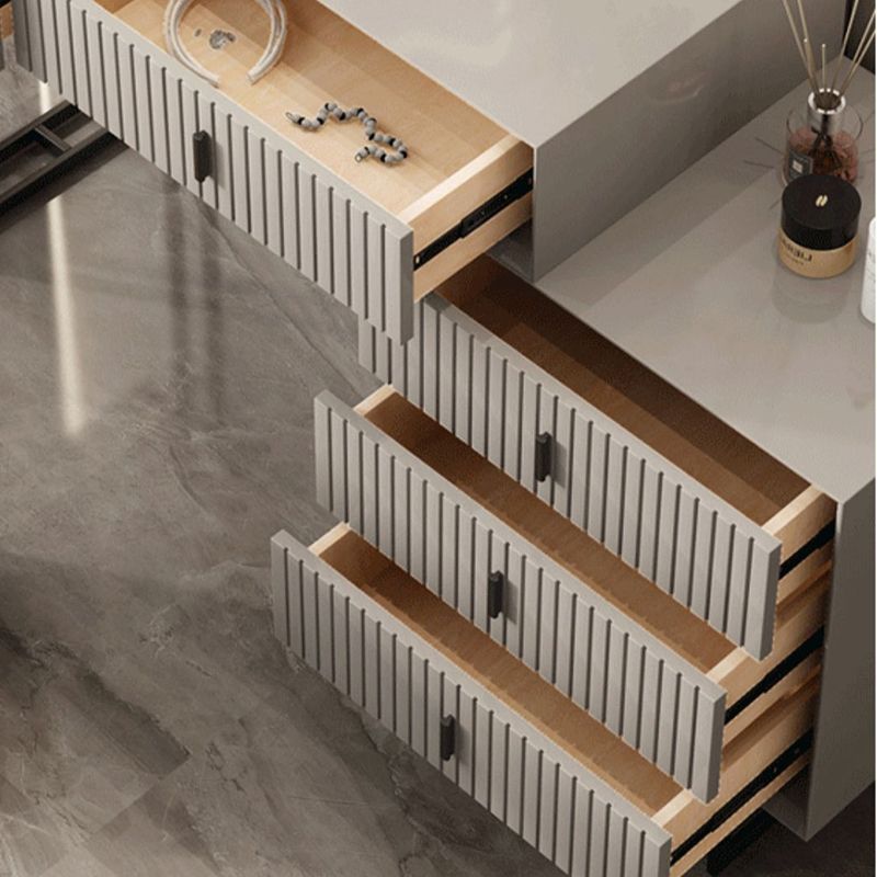 15.74" Wide Vanity Set with 5 Drawer Gray Wood Make-up Vanity