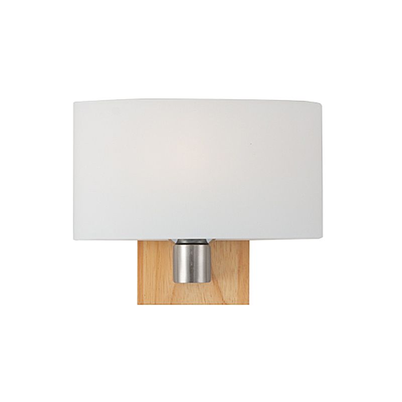 White Glass Oval Wall Lighting Modernist 1 Head Sconce Light Fixture with Rectangle Wood Backplate
