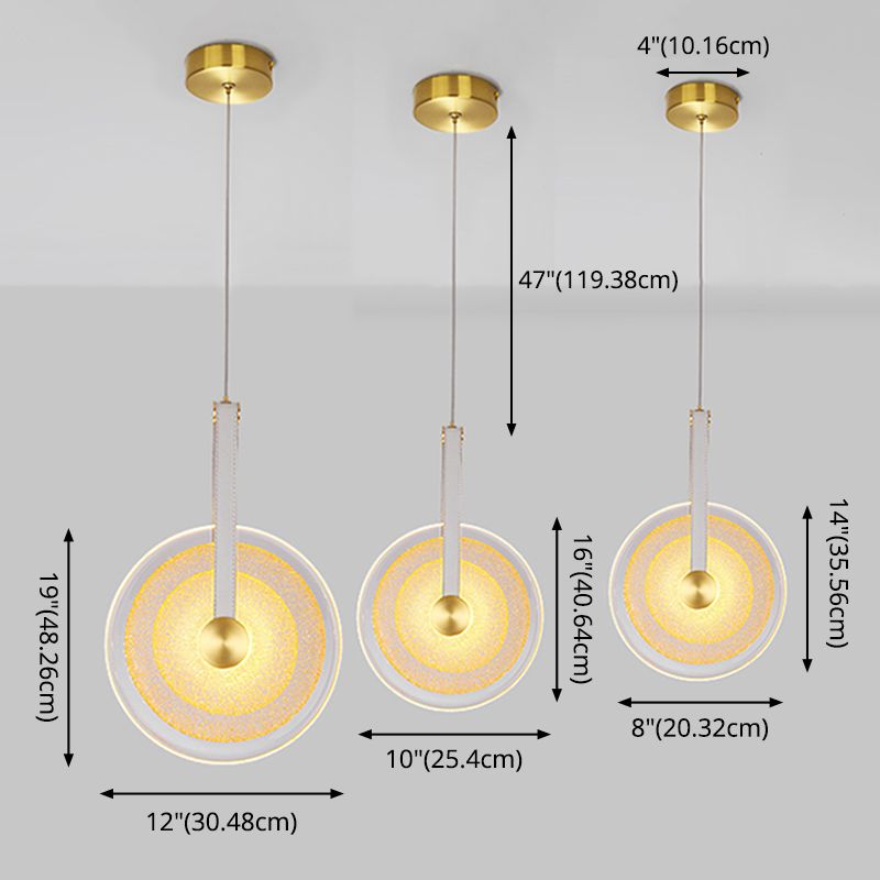 Messing schijf suspensie licht postmoderne getextureerde glazen led-droplamp met lederen band