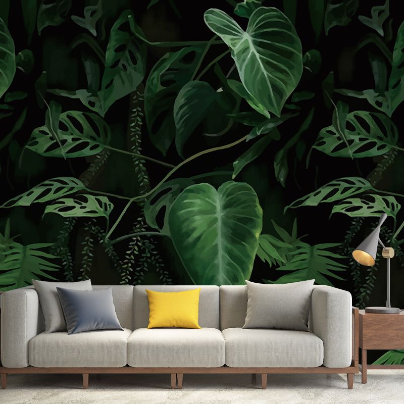Tropical Elephant Ear Plant Murals Decal Green Leaves Wall Covering for Home Gallery