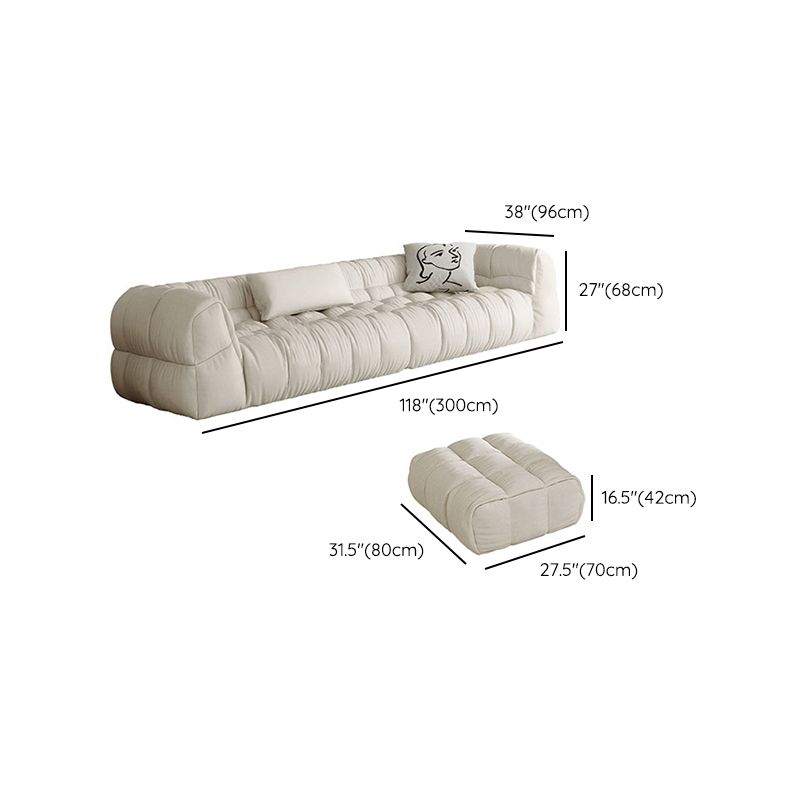 Contemporary White Button-tufted Sofa Tuxedo Arm Living Room Settee