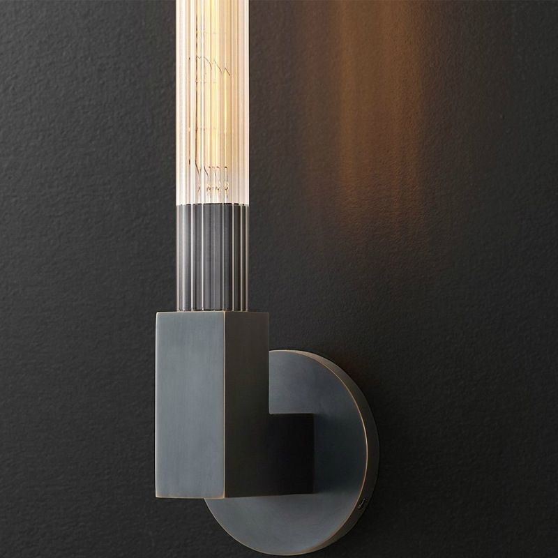 Metal and Glass Bath Sconce 1 / 2 - Light Post Modern Bathroom Vanity Lighting