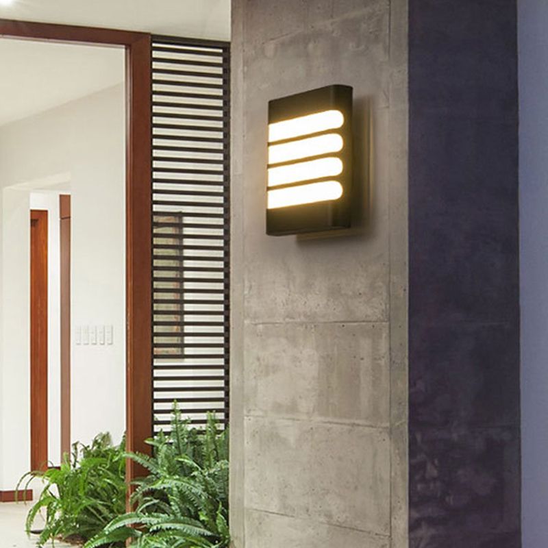 Modern Metal Wall Sconce Geometric Shape Wall Light with Plastic Shade for Living Room