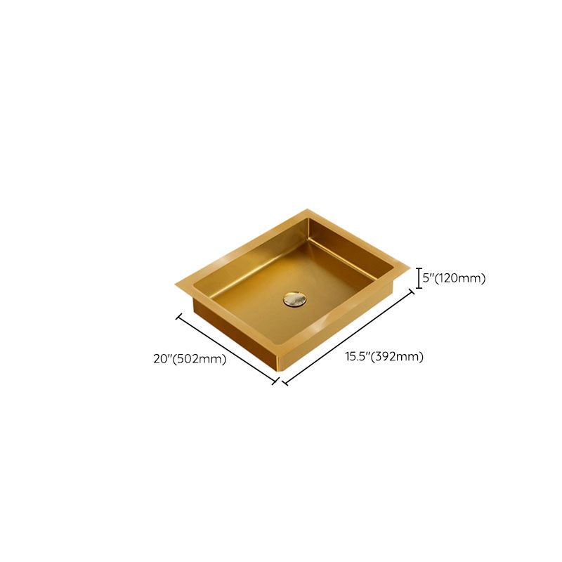 Contemporary Bathroom Sink Metal Rectangular Drop-in Bathroom Sink with Pop-Up Drain