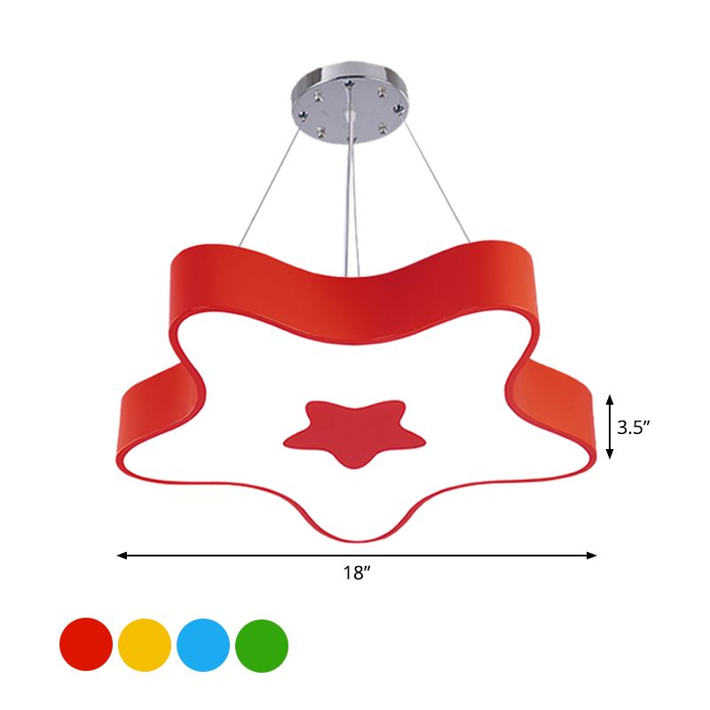 Starfish Down Lighting Pendant Nordic Acrylic LED Indoor Chandelier Lamp Fixture in Red/Blue/Yellow