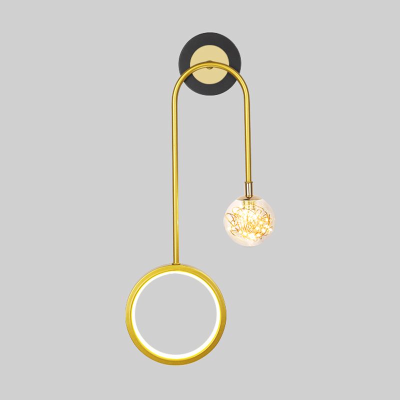 2-Light Round Wall Lighting Ideas Modern Style Metal Wall Mount Lamp