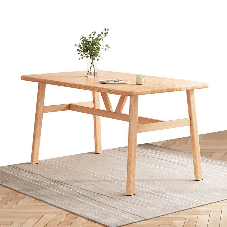 Contemporary Light Brown MDF Top Dining Set Rectangle Shape Kitchen Dining Set with 4 Legs Base