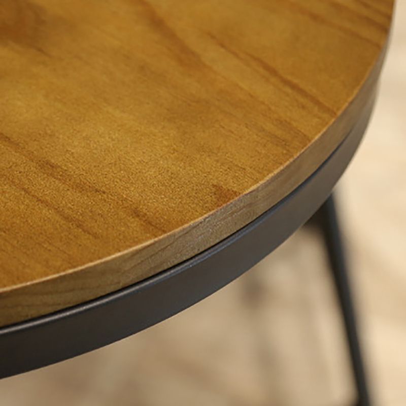 Tabla de barra de hierro negro industrial 21.6 "W Tapa de bistro de madera marrón redonda para cafetería