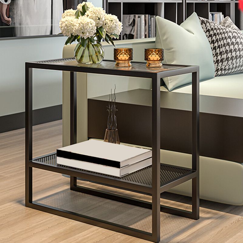 Modern Glass Sled End Table Minimalist  Rectangular Corner Table