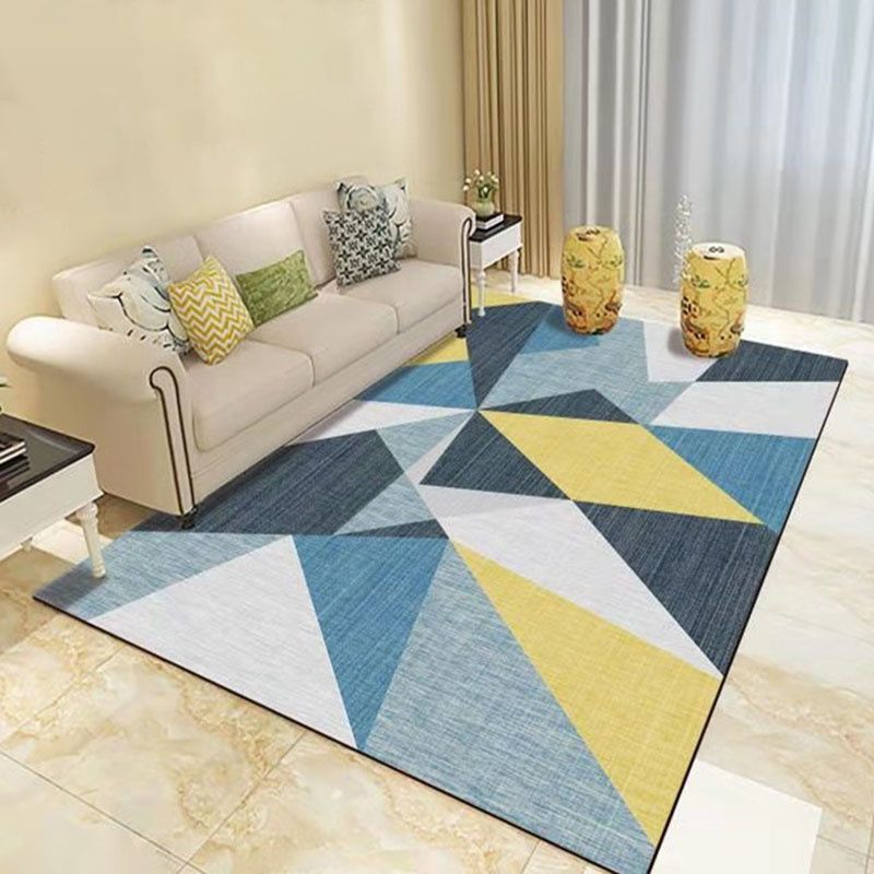 Funky Geometry Print Area Carpet Polyester Indoor Rug Non-Slip Backing Area Rug for Living Room