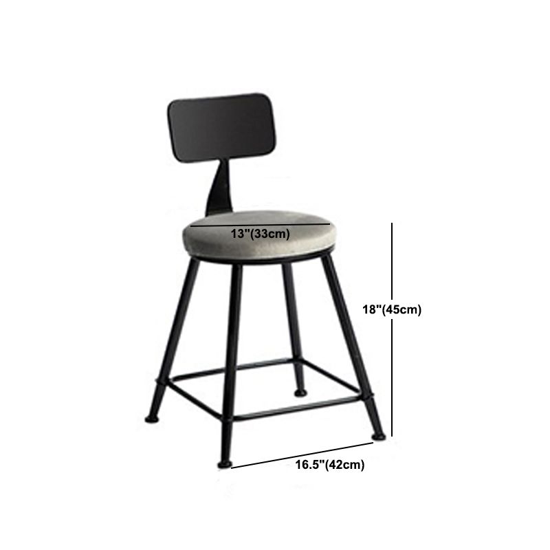 Industrial Metal Barstool Low Back Fabric Upholstered Counter Stool in Matte Finish