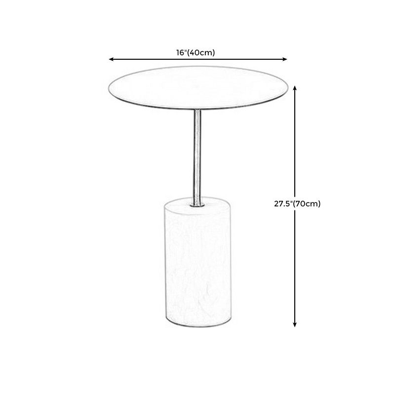 Modern Round Table Top Side End Table with Cement Pedestal Leg