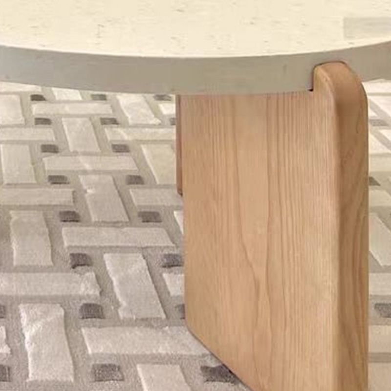 3 Legs Coffee Table Contemporary Round Stone Coffee or End Table