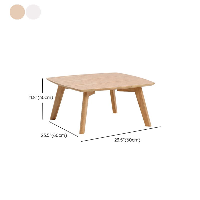 Solid Wood 4 Legs Coffee Table Modern 11.8" H Cocktail Table