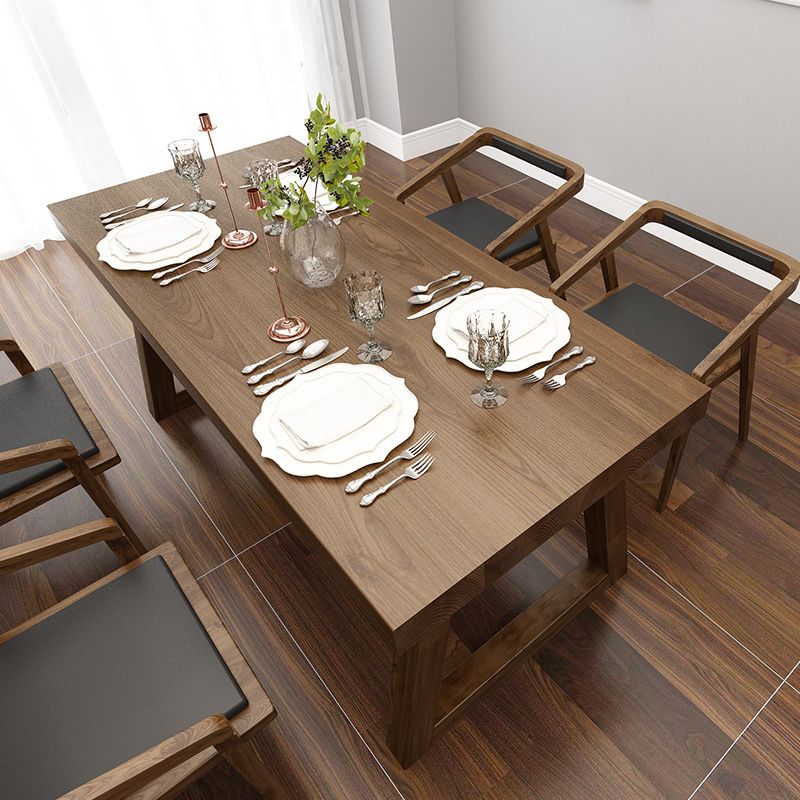 Solid Wood Top Dining Table Rectangle Dining Table with Sled Base