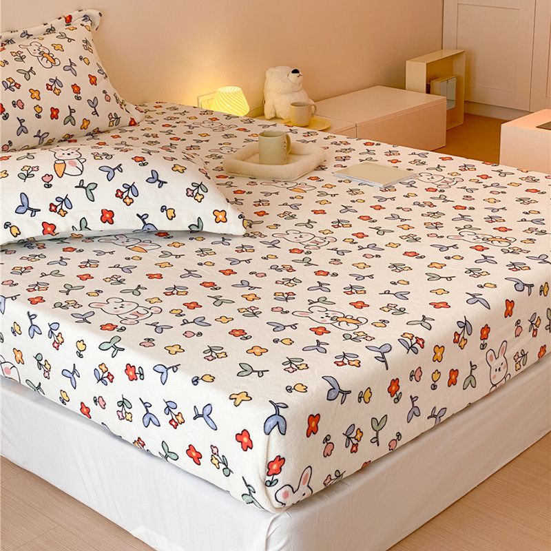 Sheet Sets Flannel Cartoon Printed Wrinkle Resistant Super Soft Breathable Bed Sheet Set