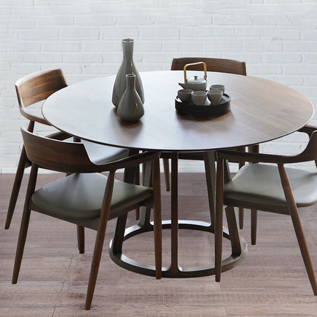 1/5 Pcs Dining Room Set Modern Style Solid Wood Dining Set with Round Table