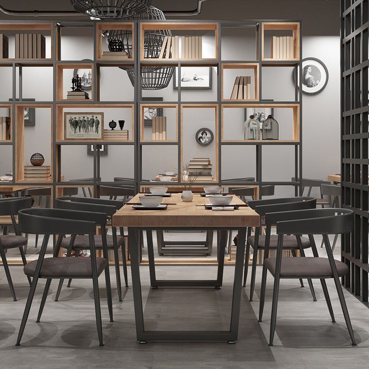 Pine Solid Wood Dining Table Rectangle Dining Table with Double Pedestal