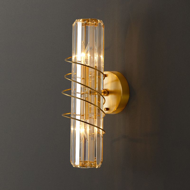2 / 3 - Light Wall Light Solid Brass and Crystal Post Modern Wall Sconce
