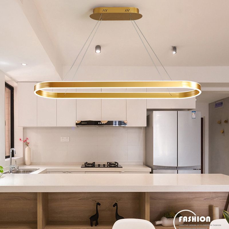 Modern Chandelier Linear Oval Island Lights 2 Light Metal Island Lighting Fixtures