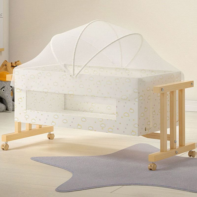 Wooden Solid Color Baby Crib Traditional Animal Print Nursery Bed