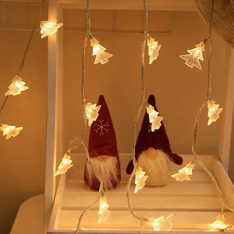 Shaded Battery String Light Contemporary Plastic Bedroom LED Fairy Lighting in Clear