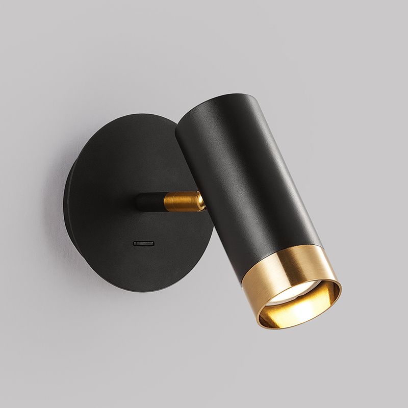 Nordic Style Iron Wall Light Cylinder Shape Rotatable Wall Lamp for Bedroom